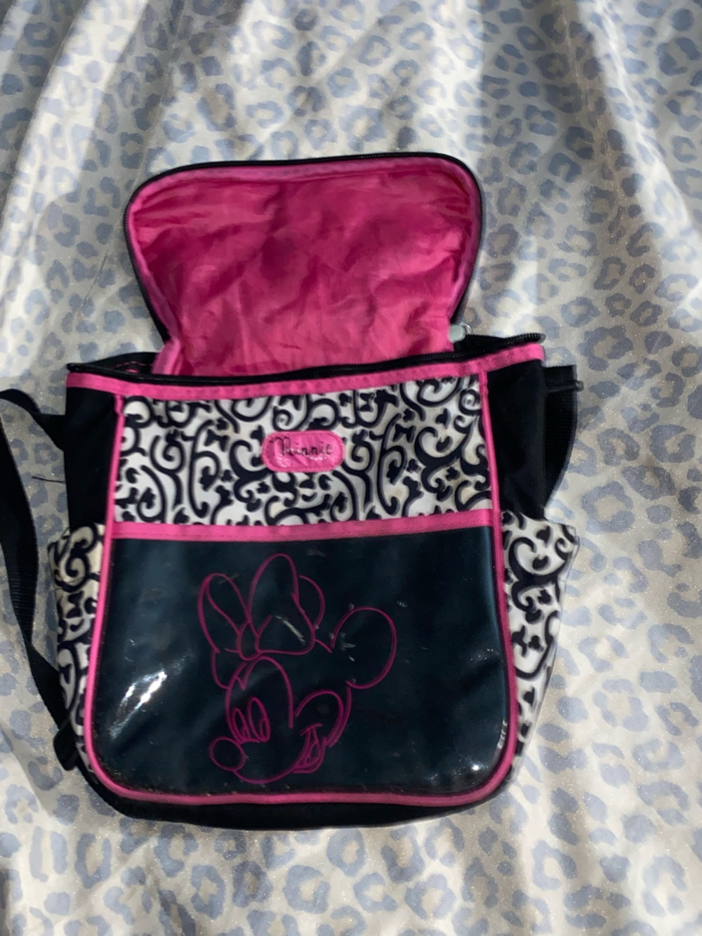 Pink & Black Minnie Mouse lunch bag
